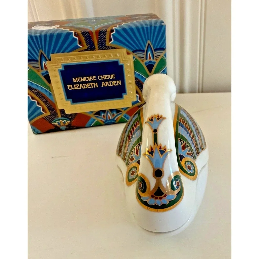 Vintage Elizabeth Arden Memoire Cherie Bird‎ Trinket Box Treasures Japan Boxed